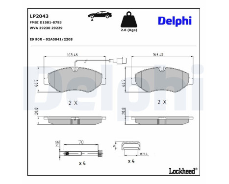 Brake Pad Set, disc brake LP2043 Delphi