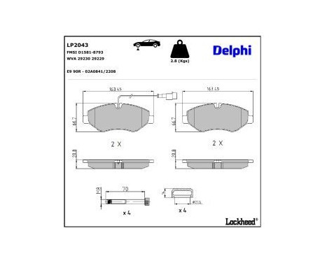 Brake Pad Set, disc brake LP2043 Delphi, Image 4