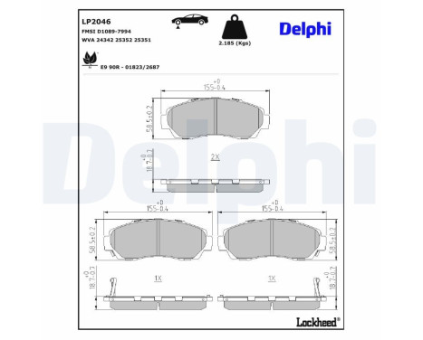 Brake Pad Set, disc brake LP2046 Delphi