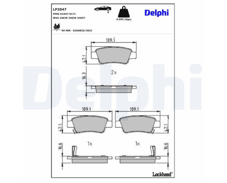 Brake Pad Set, disc brake LP2047 Delphi