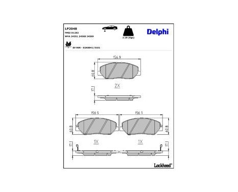 Brake Pad Set, disc brake LP2048 Delphi, Image 4