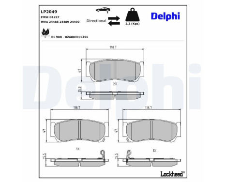 Brake Pad Set, disc brake LP2049 Delphi