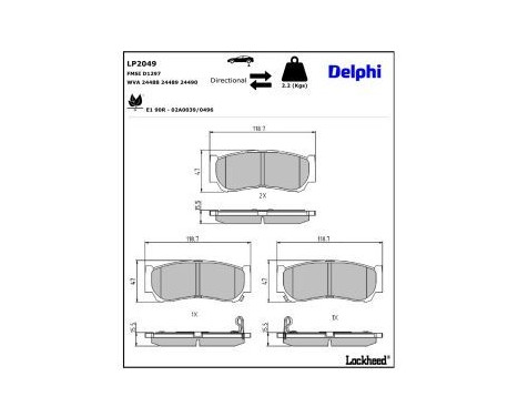 Brake Pad Set, disc brake LP2049 Delphi
