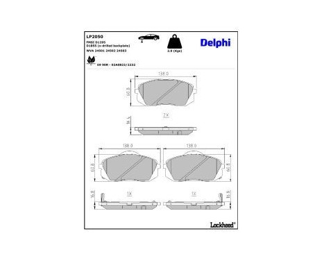 Brake Pad Set, disc brake LP2050 Delphi, Image 4