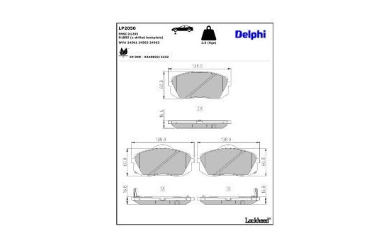Brake Pad Set, disc brake LP2050 Delphi, Image 4