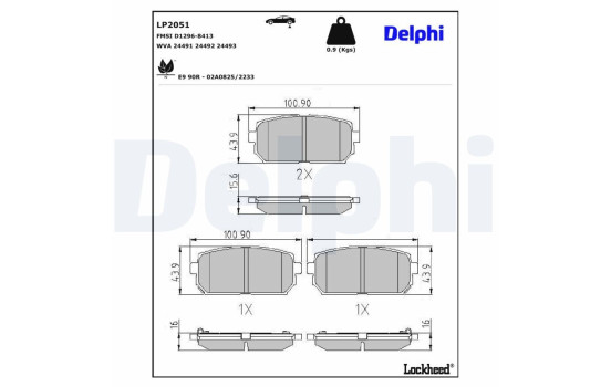 Brake Pad Set, disc brake LP2051 Delphi