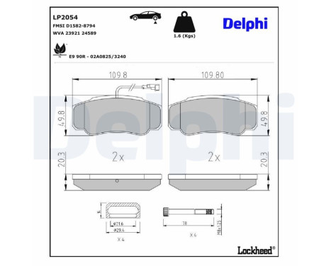 Brake Pad Set, disc brake LP2054 Delphi