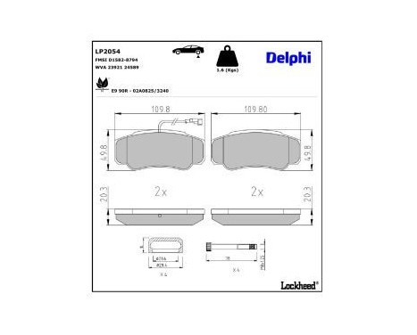 Brake Pad Set, disc brake LP2054 Delphi, Image 4