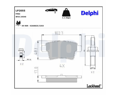 Brake Pad Set, disc brake LP2055 Delphi, Image 3