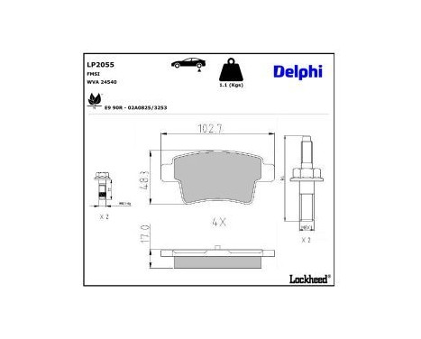 Brake Pad Set, disc brake LP2055 Delphi, Image 3