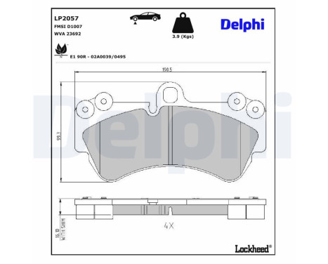 Brake Pad Set, disc brake LP2057 Delphi