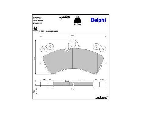 Brake Pad Set, disc brake LP2057 Delphi