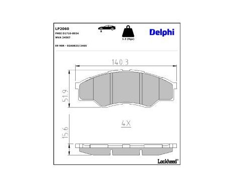 Brake Pad Set, disc brake LP2060 Delphi
