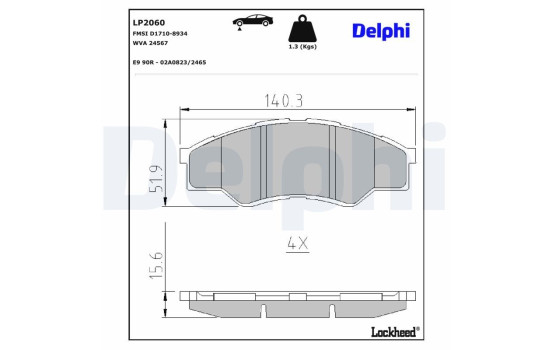 Brake Pad Set, disc brake LP2060 Delphi