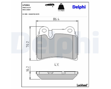 Brake Pad Set, disc brake LP2061 Delphi