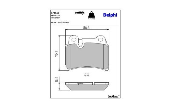 Brake Pad Set, disc brake LP2061 Delphi