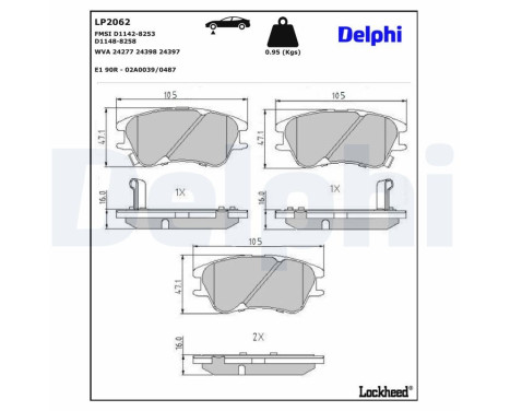 Brake Pad Set, disc brake LP2062 Delphi