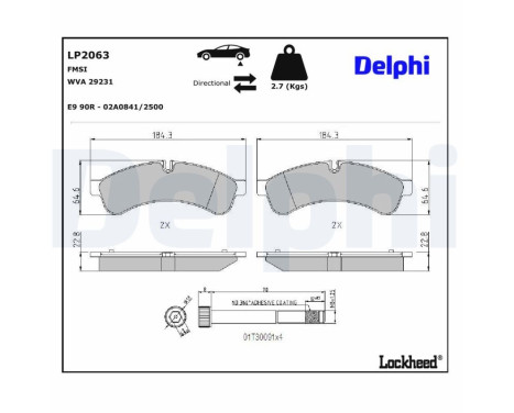 Brake Pad Set, disc brake LP2063 Delphi, Image 3