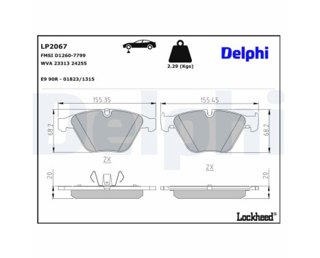 Brake Pad Set, disc brake LP2067 Delphi