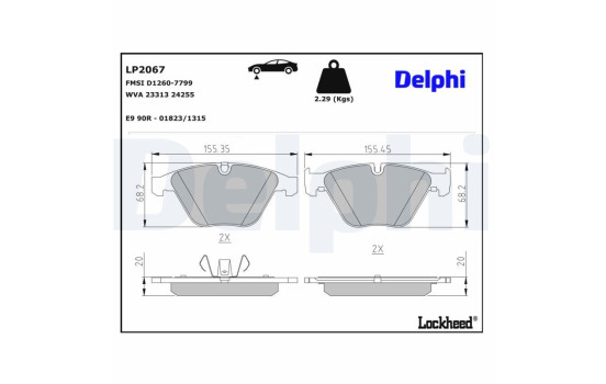 Brake Pad Set, disc brake LP2067 Delphi, Image 3