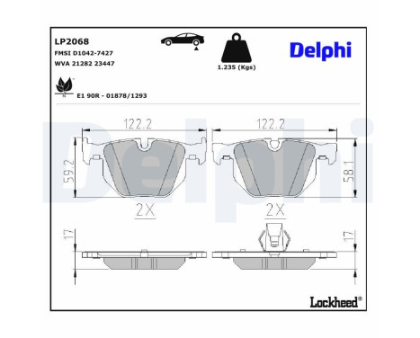 Brake Pad Set, disc brake LP2068 Delphi