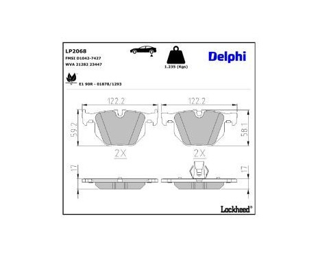 Brake Pad Set, disc brake LP2068 Delphi, Image 3