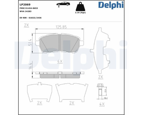 Brake Pad Set, disc brake LP2069 Delphi