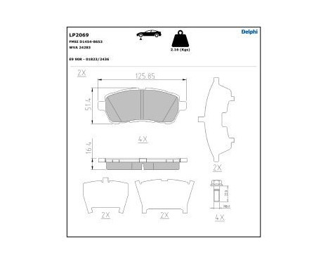 Brake Pad Set, disc brake LP2069 Delphi, Image 5