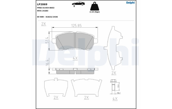 Brake Pad Set, disc brake LP2069 Delphi, Image 5