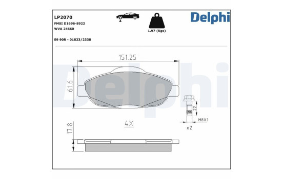 Brake Pad Set, disc brake LP2070 Delphi