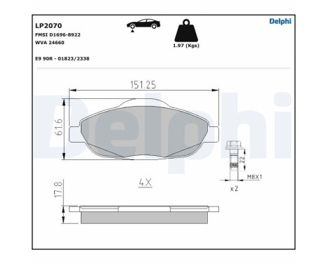 Brake Pad Set, disc brake LP2070 Delphi, Image 5