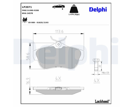 Brake Pad Set, disc brake LP2071 Delphi, Image 3