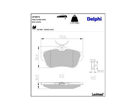 Brake Pad Set, disc brake LP2071 Delphi, Image 3