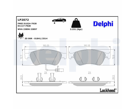 Brake Pad Set, disc brake LP2072 Delphi