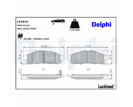Brake Pad Set, disc brake LP2074 Delphi