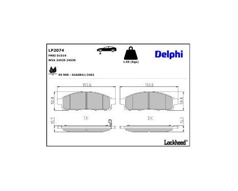 Brake Pad Set, disc brake LP2074 Delphi, Image 4