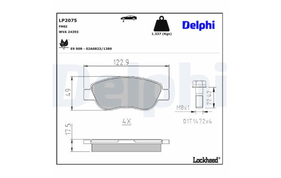 Brake Pad Set, disc brake LP2075 Delphi