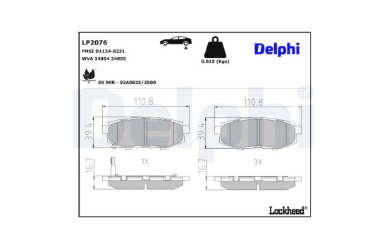 Brake Pad Set, disc brake LP2076 Delphi