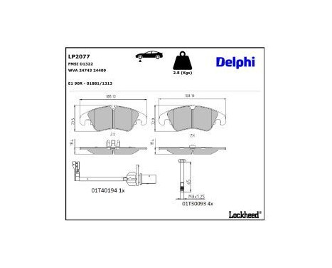 Brake Pad Set, disc brake LP2077 Delphi, Image 4