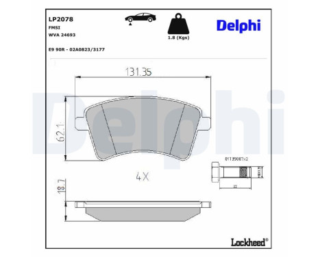 Brake Pad Set, disc brake LP2078 Delphi, Image 3