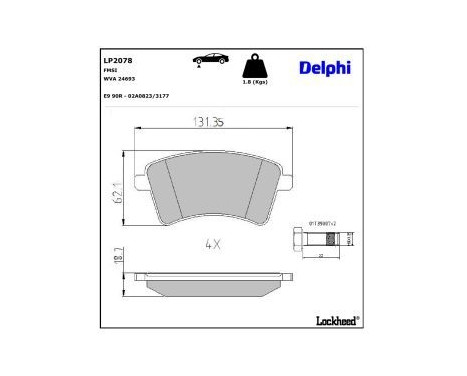 Brake Pad Set, disc brake LP2078 Delphi, Image 5
