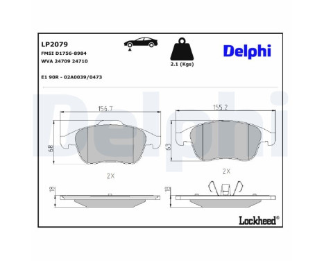 Brake Pad Set, disc brake LP2079 Delphi