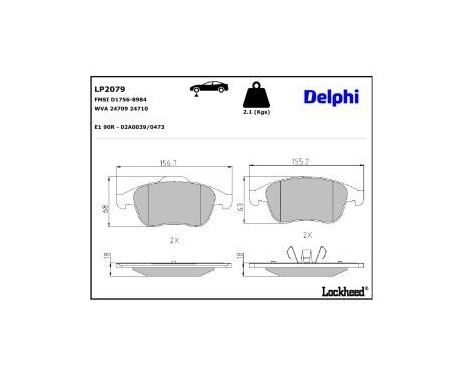 Brake Pad Set, disc brake LP2079 Delphi, Image 4