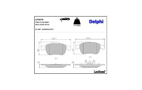 Brake Pad Set, disc brake LP2079 Delphi, Image 4