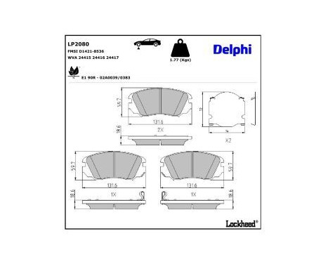 Brake Pad Set, disc brake LP2080 Delphi, Image 4