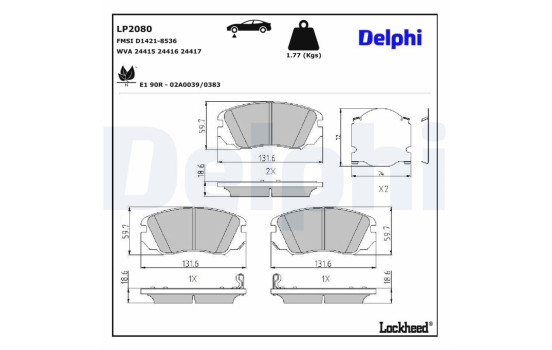 Brake Pad Set, disc brake LP2080 Delphi, Image 4