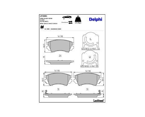 Brake Pad Set, disc brake LP2081 Delphi, Image 3