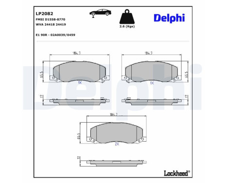 Brake Pad Set, disc brake LP2082 Delphi
