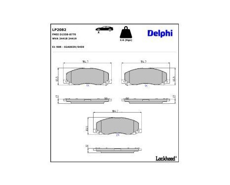 Brake Pad Set, disc brake LP2082 Delphi
