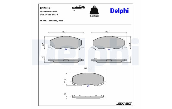 Brake Pad Set, disc brake LP2082 Delphi